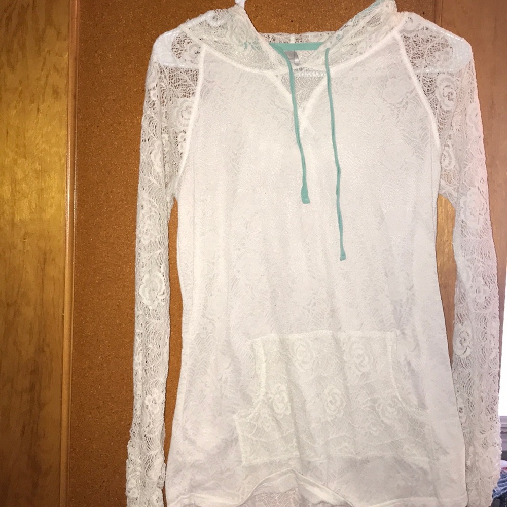 white lace hoodie